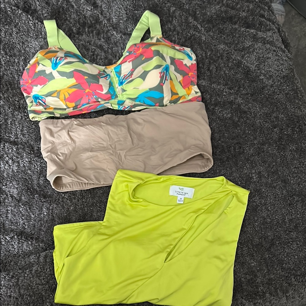 Colorful Floral Bralette bundle and Lime Green crop top